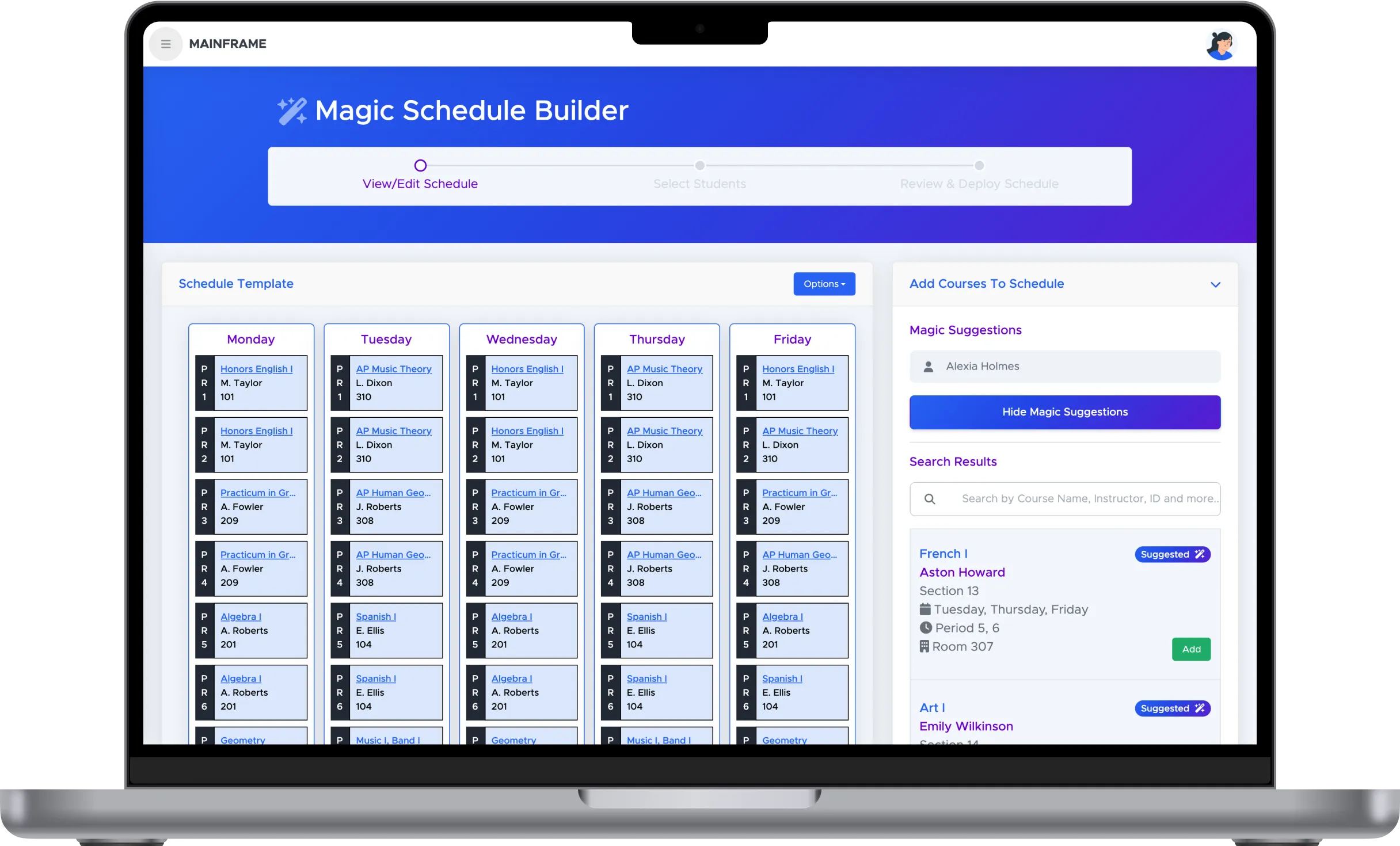 MAINFRAME Magic Schedule Builder