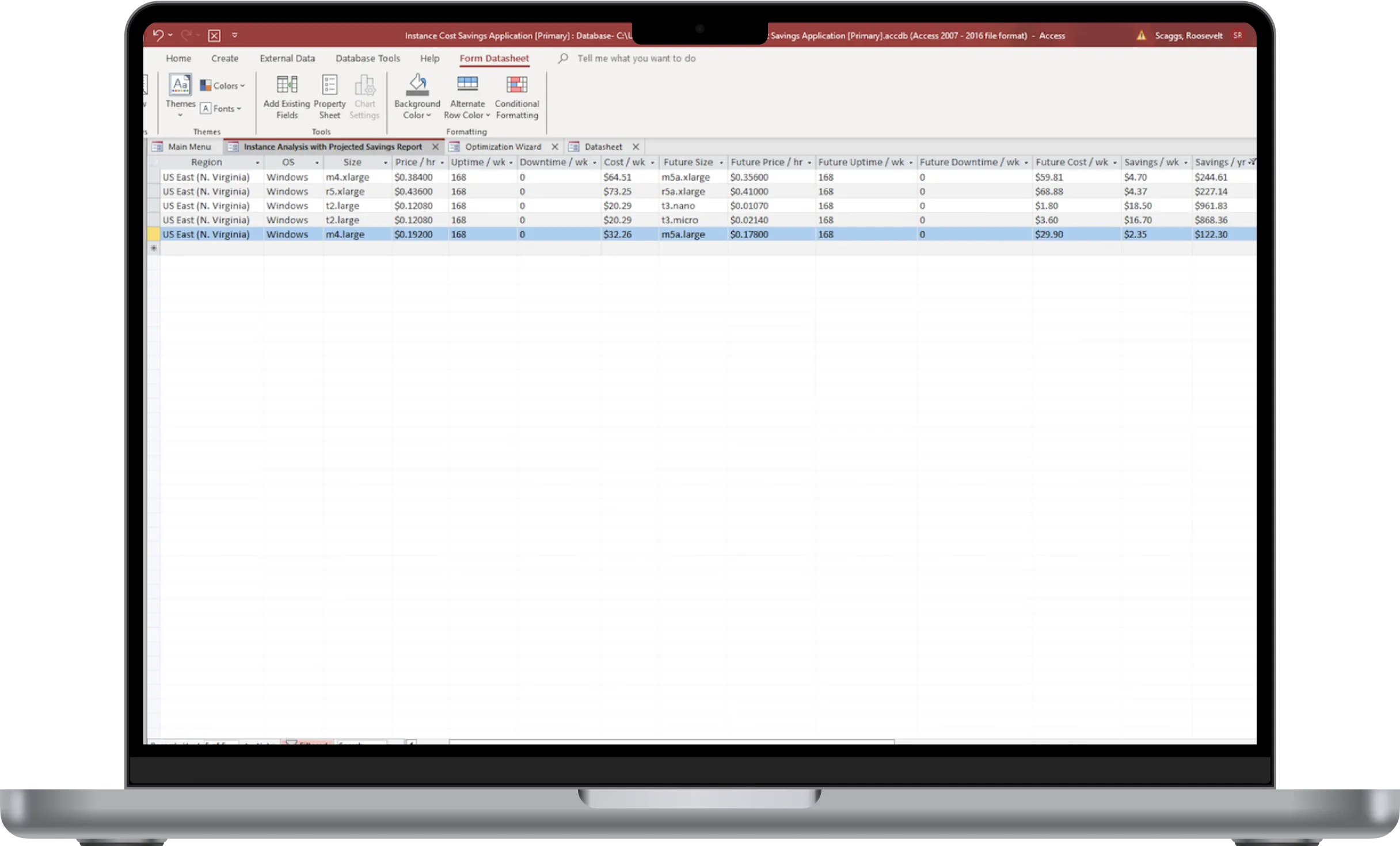 EC2 Optimizer projected savings report