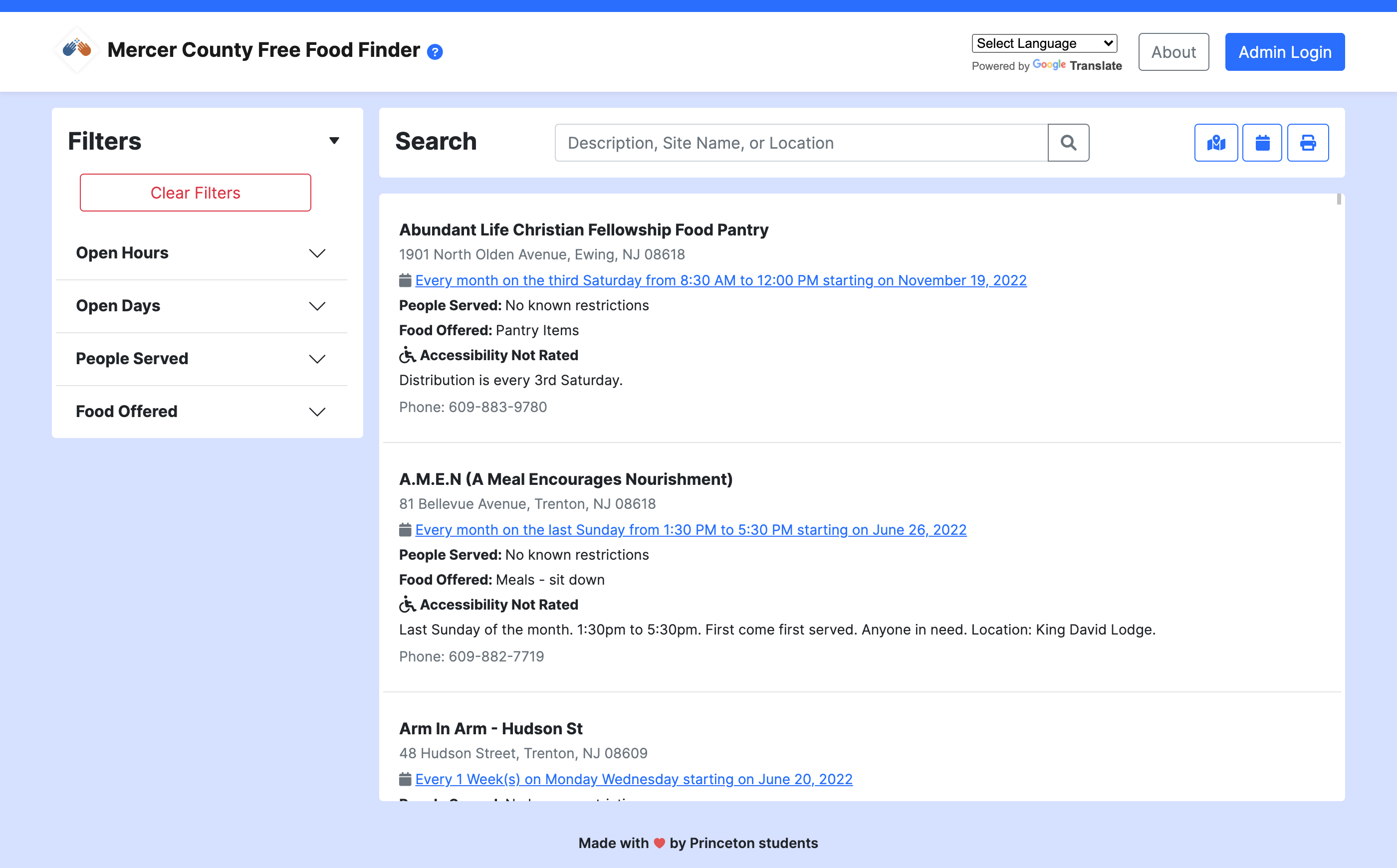 Mercer County Free Food Finder on a laptop